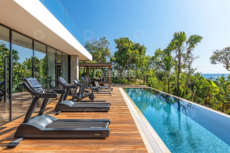 高清大图下载【趣麦麦图】现代别墅泳池健身房