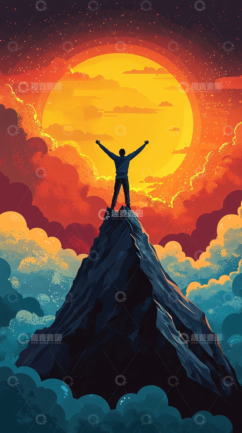 高清大图下载【趣麦麦图】山顶的成功者
