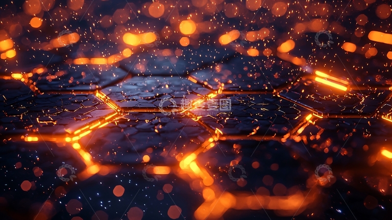 高清大图下载【趣麦麦图】科技感蜂窝网络发光