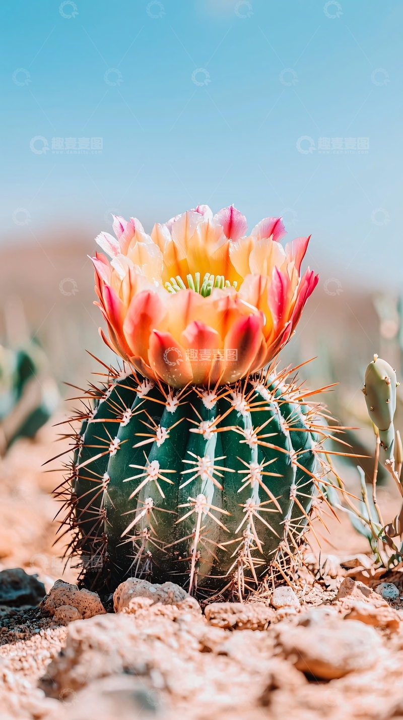 高清大图下载【趣麦麦图】沙漠仙人球开花