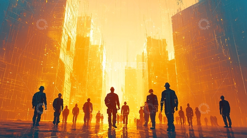 高清大图下载【趣麦麦图】光影城市人群剪影