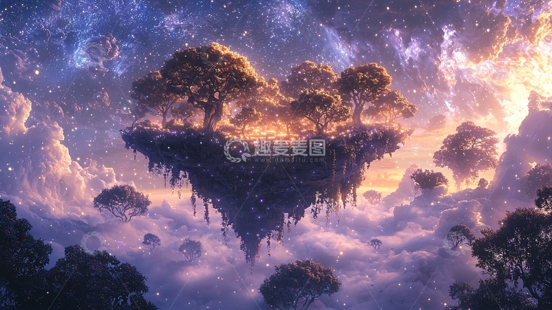 高清大图下载【趣麦麦图】爱心形状漂浮岛屿