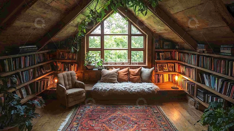 高清大图下载【趣麦麦图】阁楼书房