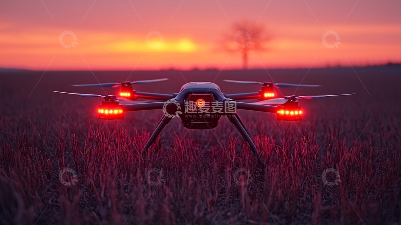 高清大图下载【趣麦麦图】无人机日落田野
