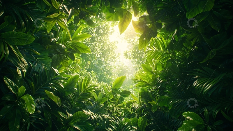 高清大图下载【趣麦麦图】茂密的绿色树叶向上生长