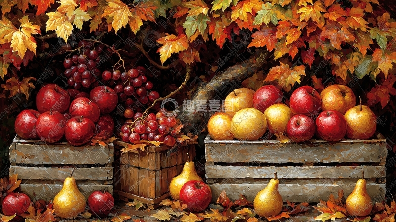 高清大图下载【趣麦麦图】秋日丰收水果