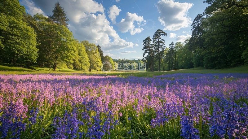高清大图下载【趣麦麦图】紫色花田阳光明媚