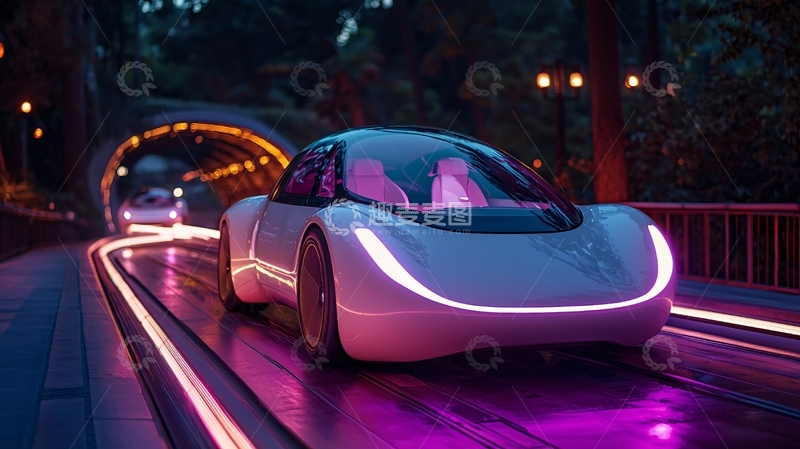 高清大图下载【趣麦麦图】未来概念车夜景