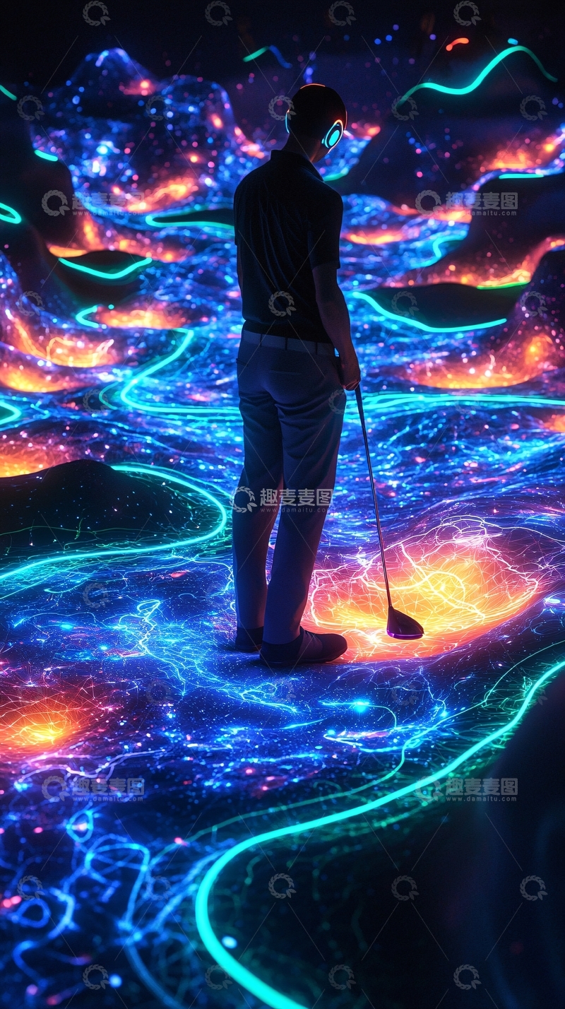 高清大图下载【趣麦麦图】炫彩光影互动高尔夫球场