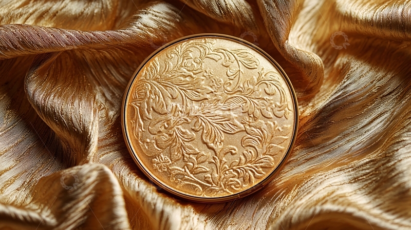 高清大图下载【趣麦麦图】金色圆形浮雕盘