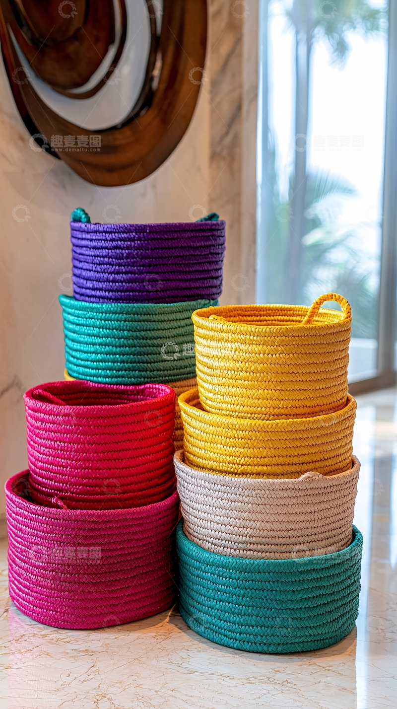 高清大图下载【趣麦麦图】彩色收纳篮