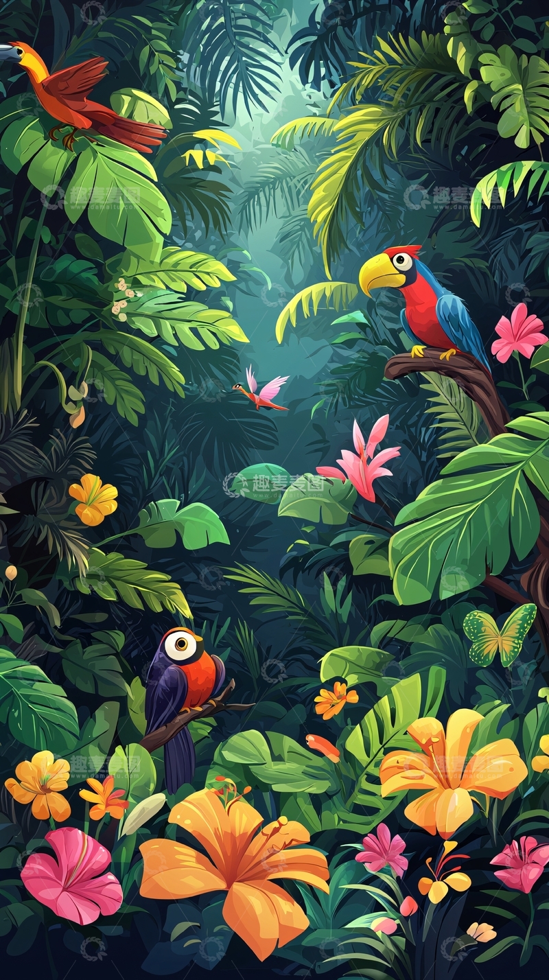 高清大图下载【趣麦麦图】热带雨林鸟类高清壁纸