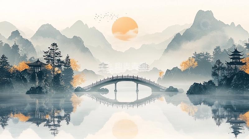 高清大图下载【趣麦麦图】水墨山水画风景
