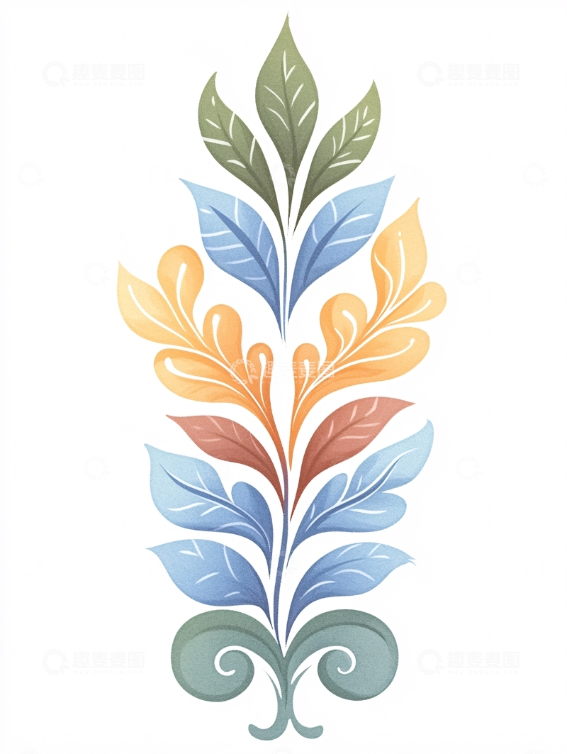 高清大图下载【趣麦麦图】彩色植物装饰图案