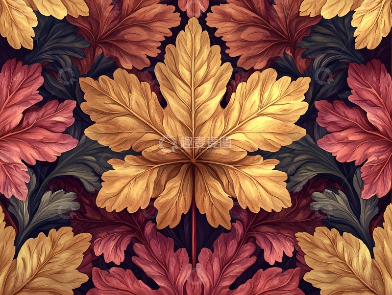 高清大图下载【趣麦麦图】对称叶片图案