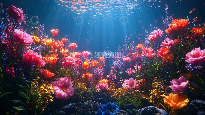 高清大图下载【趣麦麦图】海底鲜艳珊瑚花园