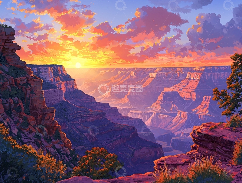 高清大图下载【趣麦麦图】日出大峡谷壮丽景色