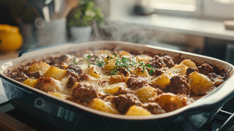 高清大图下载【趣麦麦图】香喷喷的土豆牛肉烤盘菜