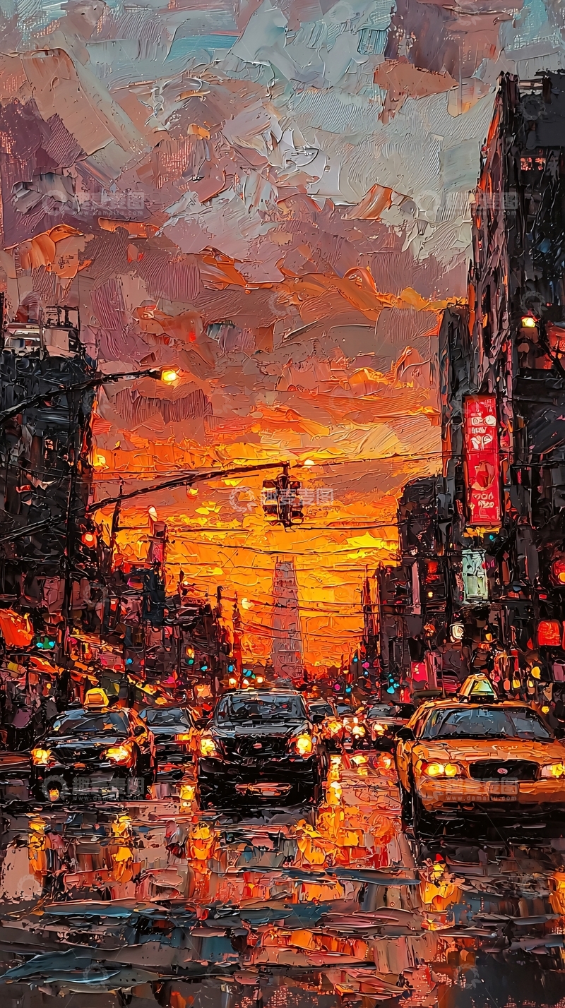 高清大图下载【趣麦麦图】日落都市街景