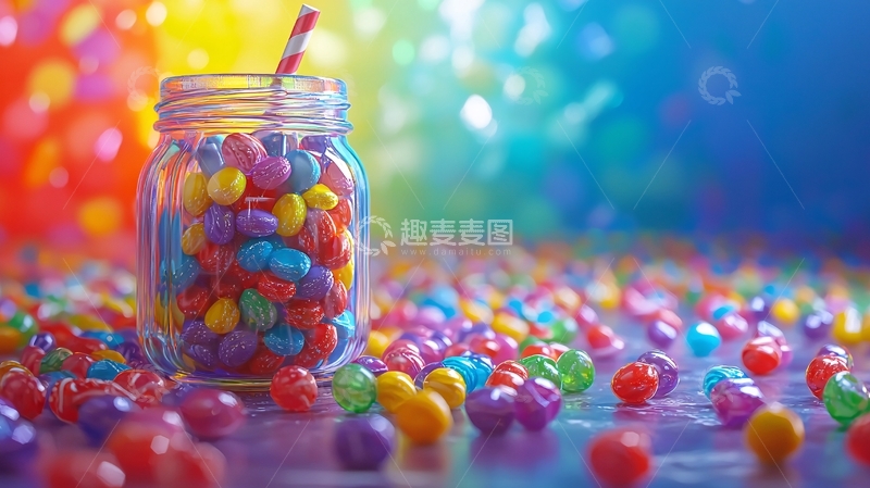 高清大图下载【趣麦麦图】彩虹糖果罐子
