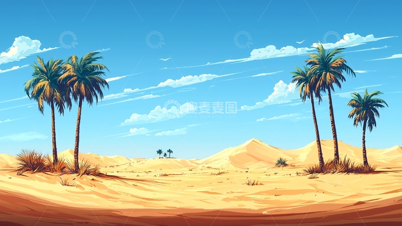 高清大图下载【趣麦麦图】沙漠风景画