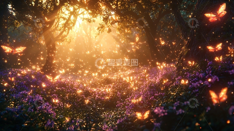 高清大图下载【趣麦麦图】梦幻森林蝴蝶
