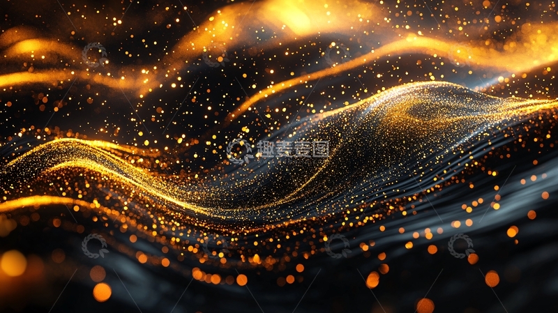 高清大图下载【趣麦麦图】金色粒子波浪