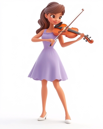 卡通女生拉小提琴