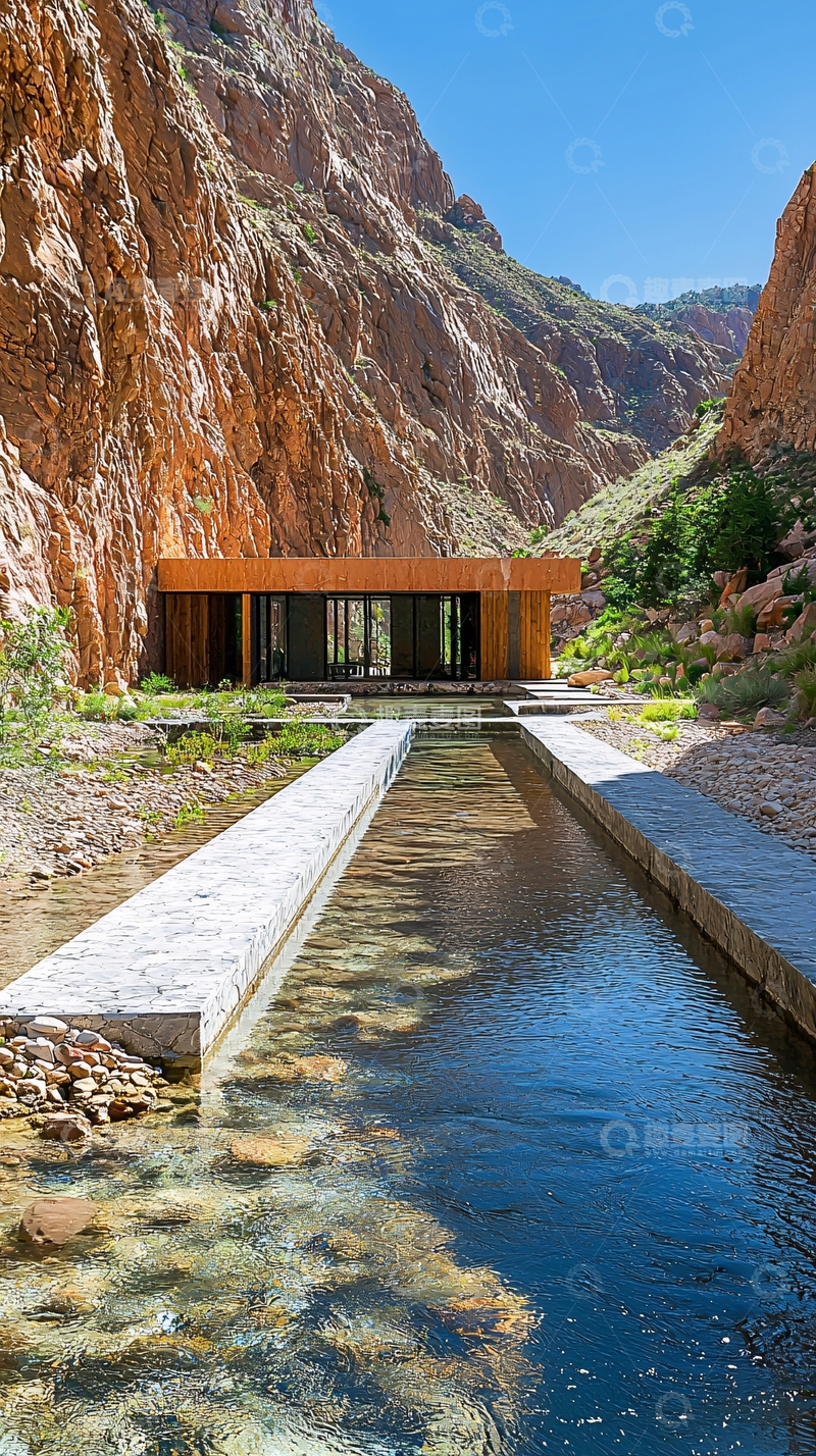 高清大图下载【趣麦麦图】山谷中的现代建筑