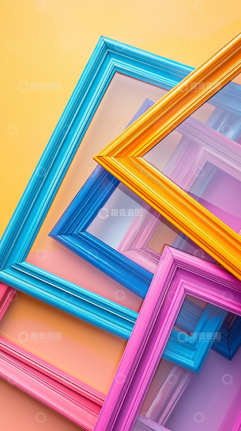 高清大图下载【趣麦麦图】彩色相框堆叠
