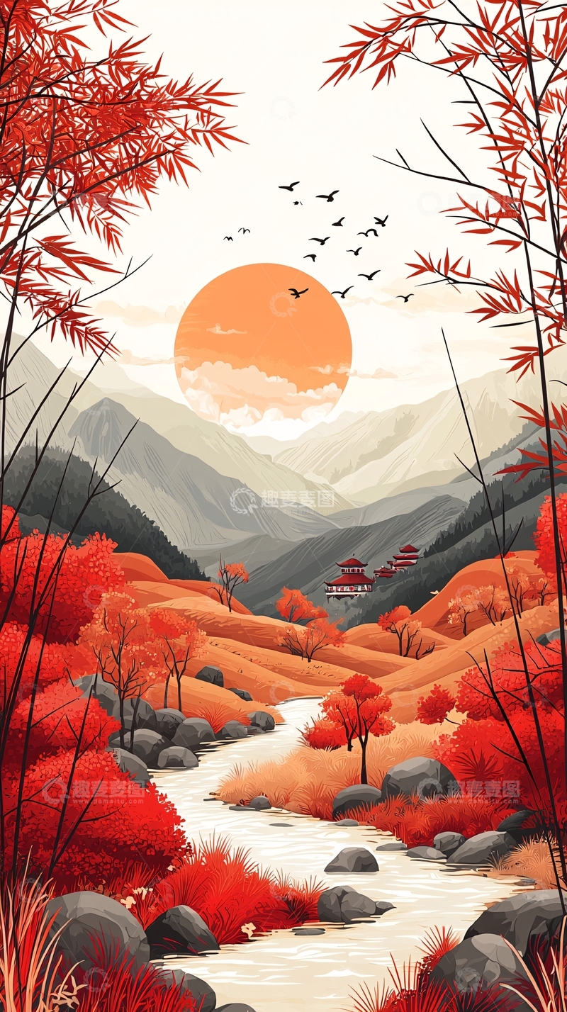 高清大图下载【趣麦麦图】秋日山水唯美意境