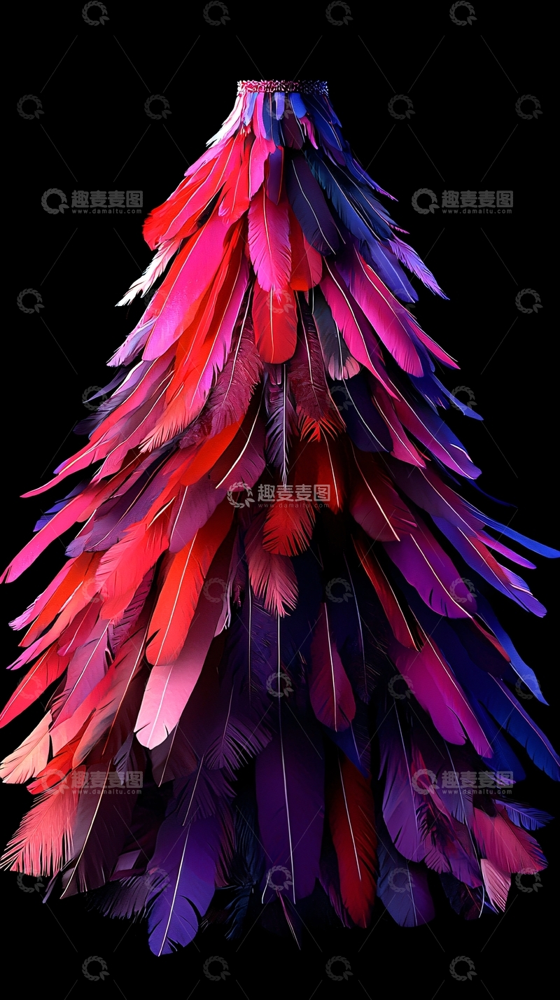 高清大图下载【趣麦麦图】彩色羽毛圣诞树
