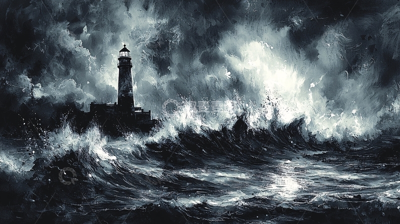 高清大图下载【趣麦麦图】暴风雨中的灯塔