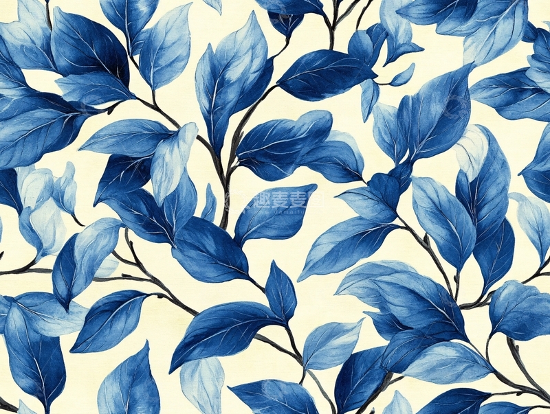 高清大图下载【趣麦麦图】蓝色叶片