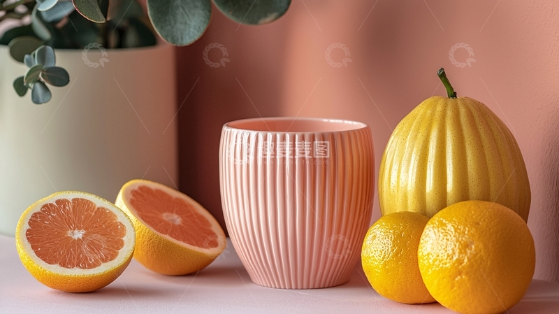 高清大图下载【趣麦麦图】粉色竖条纹杯子