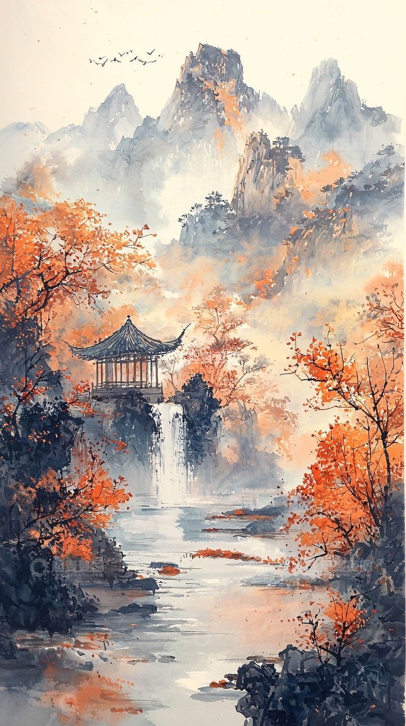 高清大图下载【趣麦麦图】水墨山水画217