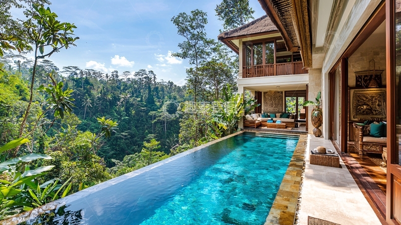 高清大图下载【趣麦麦图】巴厘岛别墅泳池景观