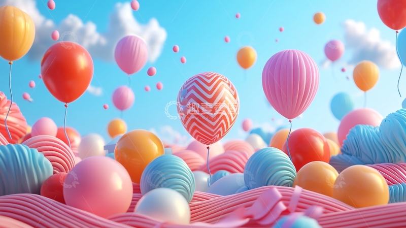高清大图下载【趣麦麦图】彩色气球梦幻场景