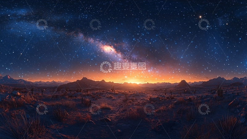 高清大图下载【趣麦麦图】星空日出