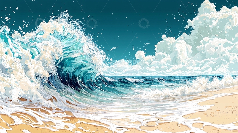 高清大图下载【趣麦麦图】巨浪拍岸