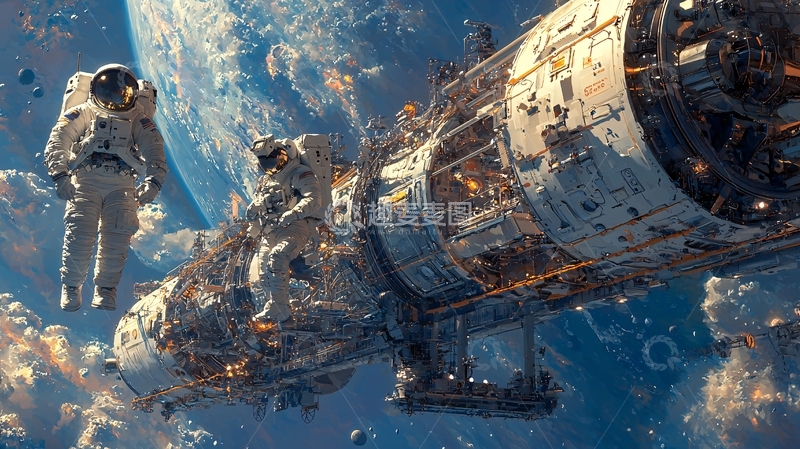 高清大图下载【趣麦麦图】太空宇航员太空舱