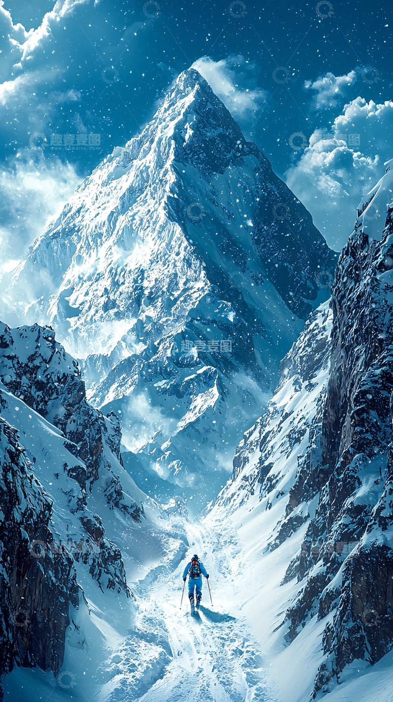 高清大图下载【趣麦麦图】雪山攀登