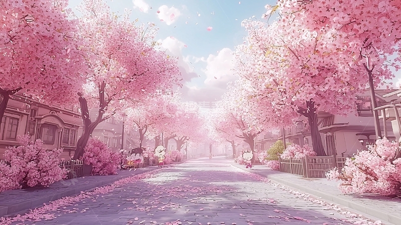 高清大图下载【趣麦麦图】樱花街道