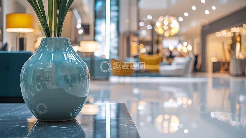 高清大图下载【趣麦麦图】浅蓝色陶瓷花瓶