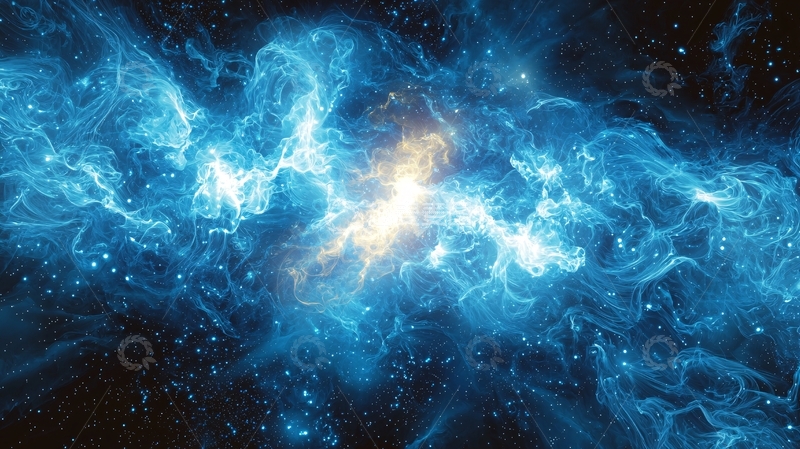 高清大图下载【趣麦麦图】蓝色星云宇宙中心爆发