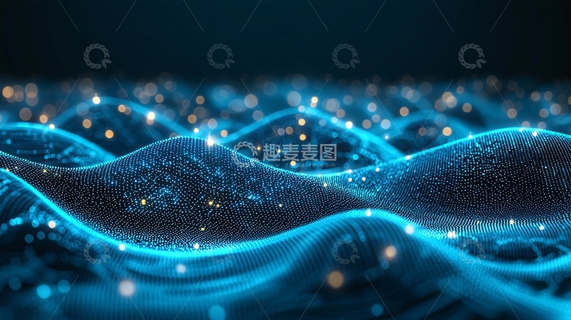 高清大图下载【趣麦麦图】蓝色粒子波浪15