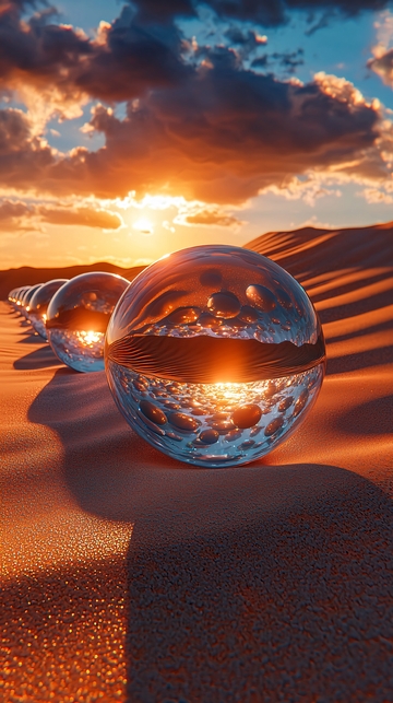 沙漠日落玻璃球