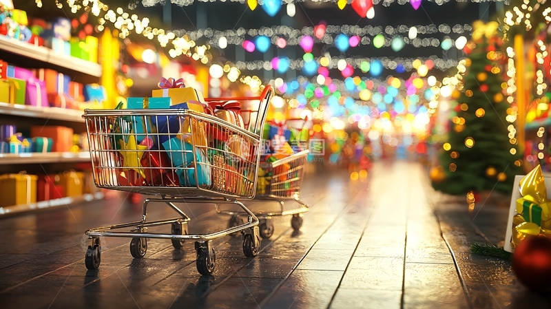 高清大图下载【趣麦麦图】圣诞购物季超市