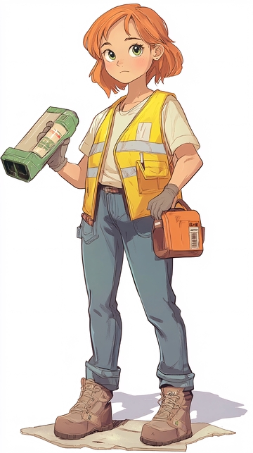 穿着黄马甲的红发女孩