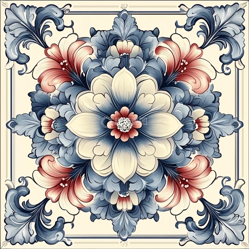 高清大图下载【趣麦麦图】欧式花卉瓷砖图案